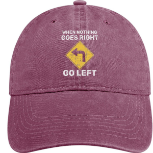 Funny Word When Noting Goes Right Denim Baseball Cap, color:Rose Red|size:One-size, Lilicloth.com