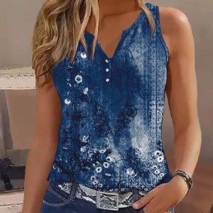 Casual Printing Floral Tank Top, Tank Tops, Lilicloth.com