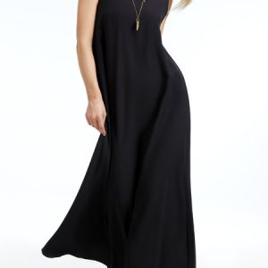 Plain Sleeveless Crew Neck Casual Weaving Dress, Dresses, color:Black|size:XS, Stylewe