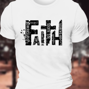Men's Christian Bundle: Faith Loose Casual Crew Neck T-Shirt, color:White|size:3XL, Lilicloth.com