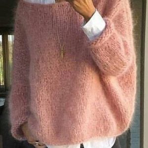 Crew Neck Casual Sweater, Sweaters, color:Pink|size:XXL, JustFashionNow