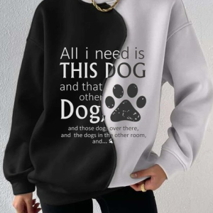Knitted Crew Neck Color Block Casual Dog Sweatshirt, Sweatshirts & Hoodies, color:Multicolor|size:XXL, JustFashionNow