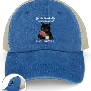 Let Me Check My Giveashitometer Washed Mesh-back Baseball Cap, color:Blue|size:One-size, Lilicloth.com