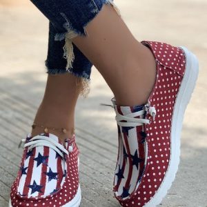Independence Day Flag Graphics Portable Flats, Flats, color:Deep Pink|size:43, JustFashionNow