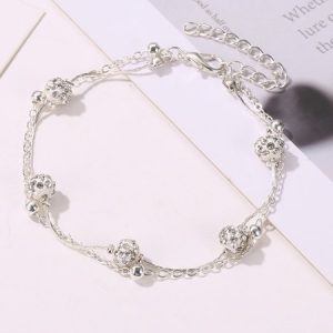 Crystal minimalist alloy beach footwear, Anklets, color:Silver, JustFashionNow