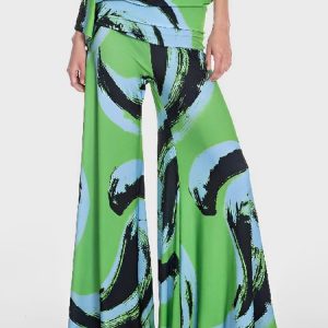 Vacation Random Print Loose Pants, Pants, color:Green|size:XXL, Stylewe