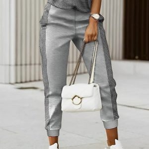 Plus Size Loose Casual Color Block Sweatpants, Plus Pants, color:Gray|size:4X, Stylewe