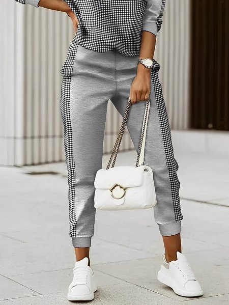 Plus Size Loose Casual Color Block Sweatpants, Plus Bottoms, color:Gray|size:4X, Stylewe