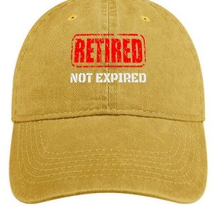 Men's /Women's Retired Not Expired Genders Graphic Printing Regular Fit Adjustable Denim Hat, color:Yellow|size:One-size, Lilicloth.com