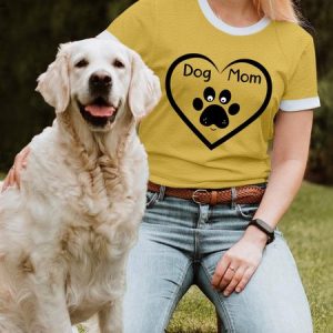 Lilicloth X Funnpaw X Paula Dog Mom Heart Women's T-Shirt, color:Yellow|size:3XL, Lilicloth.com
