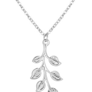 Leaf minimalist necklace jewelry, Necklaces, color:Silver, JustFashionNow