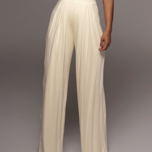 Loose High Elasticity Plain Elegant Fashion Long Pants, Pants, color:Apricot|size:XXL, Stylewe