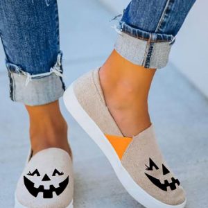 Halloween Grimace Print White Casual Canvas Shoes, color:As Picture|size:43, Lilicloth.com