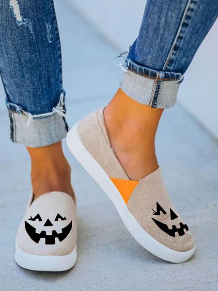Halloween Grimace Print White Casual Canvas Shoes, color:As Picture|size:43, Lilicloth.com