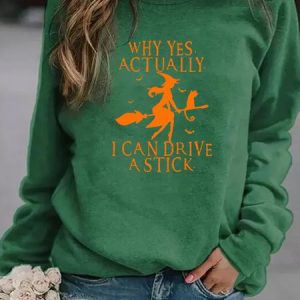 Women's Halloween Yes I Can Drive Stick Casual Sweatshirt, color:Green|size:3XL, Lilicloth.com