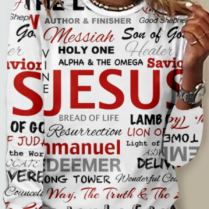 Women's Jesus Christian Letter Print Casual Shirt, color:As Picture|size:5XL, Lilicloth.com