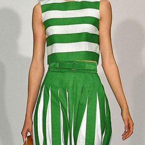 Regular Fit Striped Casual Crew Neck Tank Top, Tanks and Camis, color:Green|size:XXL, Stylewe