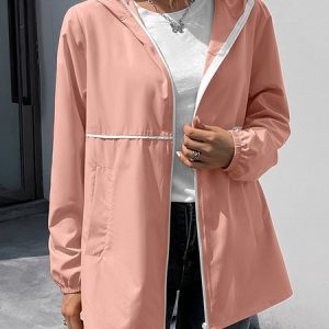 Casual Shawl Collar water proof Jacket, Jackets, color:Pink|size:XL, JustFashionNow