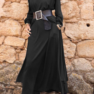 Plain Casual Loose Dress, Dresses, color:Black|size:XXL, JustFashionNow