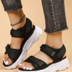Breathable Hook-and-loop Fastener Sport Sandals, Sandals, color:Black|size:42, JustFashionNow