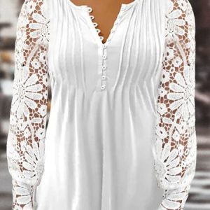 Plus Size Elegant Loose Jersey Half Open Collar Top, Shirts & Blouses, color:Black|size:4X, JustFashionNow