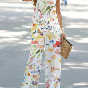 Vacation Loose Two-Piece Set, Suit Set, color:White|size:XXL, JustFashionNow
