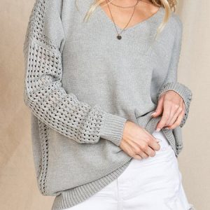Loose Wool/Knitting Casual Plain Sweater, Sweaters, color:Gray|size:XL, JustFashionNow