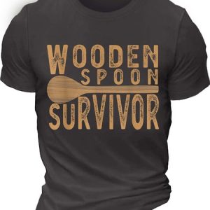 MenвЂ™s Wooden Spoon Survivor Casual Text Letters Cotton T-Shirt, T-shirts, Lilicloth.com