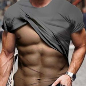 Men's Tee Funny T Shirts Graphic Prints Muscle Figure Crew 3D Print Daily Holiday Short Sleeve Print Clothing Casual, T-Shirts, color:Gray|size:3XL, JustFashionNow