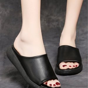Retro Casual Soft Slippers, Sandals, color:Black|size:43, JustFashionNow