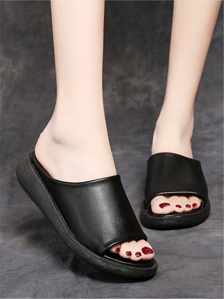 Retro Casual Soft Slippers, Sandals, color:Black|size:43, JustFashionNow