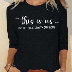 Women's Casual This is us Our Story Family Shirt, color:Black|size:3XL, Lilicloth.com