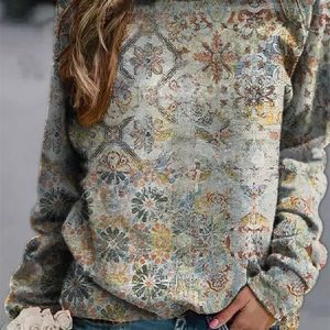 Ethnic Loose Vintage Sweatshirt, Sweatshirts & Hoodies, color:Multicolor|size:XXL, JustFashionNow
