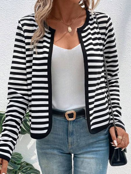 Knitted Casual Others Striped Kimono, Cardigans, color:Black|size:XXL, JustFashionNow