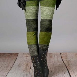 Color Block Casual Regular Fit Leggings, Leggings, color:Green|size:XXL, JustFashionNow