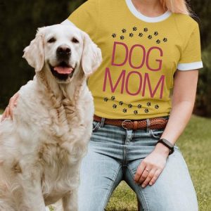 Lilicloth X Funnpaw X Kat8lyst Dog Mom Women's T-Shirt, color:Yellow|size:3XL, Lilicloth.com