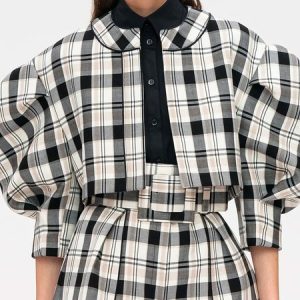 Urban Plaid Stand Collar Loosen Jacket, Jackets, color:As Picture|size:XXL, Stylewe