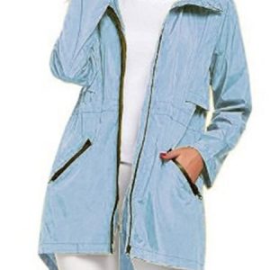 Casual Others Loose Plain Trench Coat, Trench Coats, color:Light Blue|size:XXL, JustFashionNow