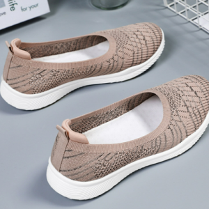 Sports Plain Slip On Flat Heel Fly Woven Shoes, Sneakers&Athletic, color:Pink|size:41, Noracora