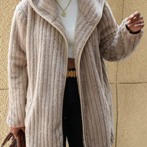 Fluff/Granular Fleece Fabric Casual Teddy Coat, Coats, color:Khaki|size:XXL, JustFashionNow