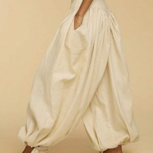 Loose Plain Casual Bloomers Cargo Pants, Cargo Pants, color:Apricot|size:XXL, Stylewe