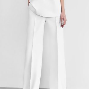 Loose Elegant Plain Fashion Long Pants, Pants, color:White|size:XXL, Stylewe