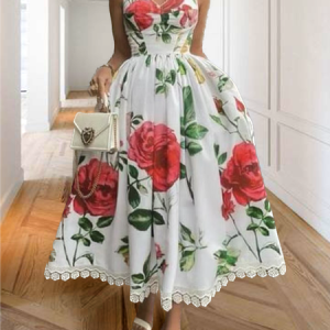 Regular Fit Elegant Spaghetti Wedding Guest Dress, Midi Dresses, color:As Picture|size:XXL, Stylewe