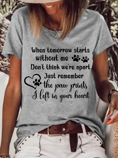 Women's In Loving Memory Pet Memorial Loose Casual T-Shirt, color:Gray|size:3XL, Lilicloth.com