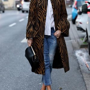 Leopard Urban Loose Trench Coat, Coats, color:Brown|size:XXL, Stylewe