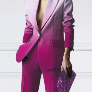 Ombre Regular Fit Lapel Collar Urban Blazer, Blazers, color:Rose Red|size:XXL, Stylewe