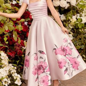 Floral Vacation Square Neck Satin Dress, Maxi Dresses, color:Pink|size:XXL, Stylewe