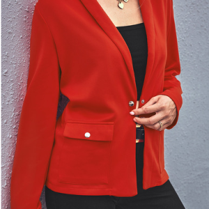 Regular Fit Shawl Collar Casual Plain Blazer, Blazers, color:Red|size:XL, JustFashionNow