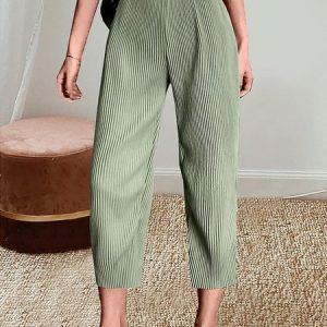 Casual Plain Natural Ankle Pants Straight Pants, Pants, color:Green|size:XL, Noracora