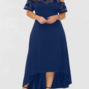 Loose Crew Neck Party Party Dress With No, DRESSES, color:Blue|size:5XL, Noracora